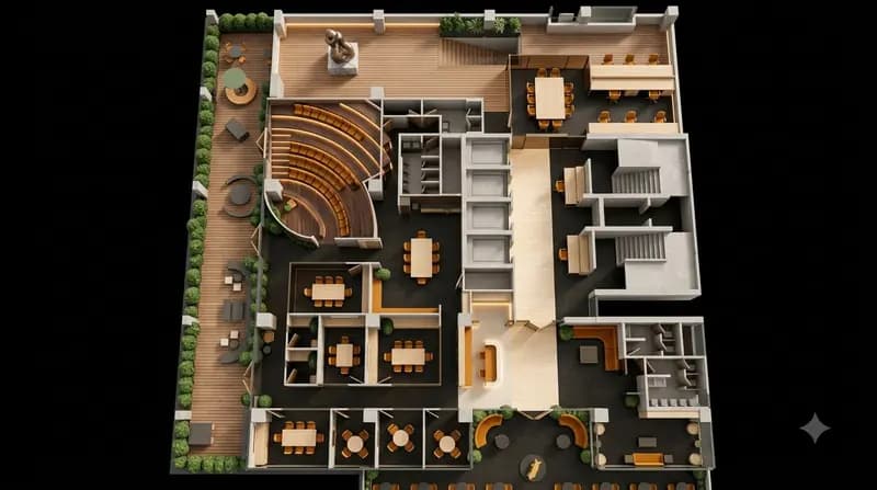 Top-down plan of an office floor